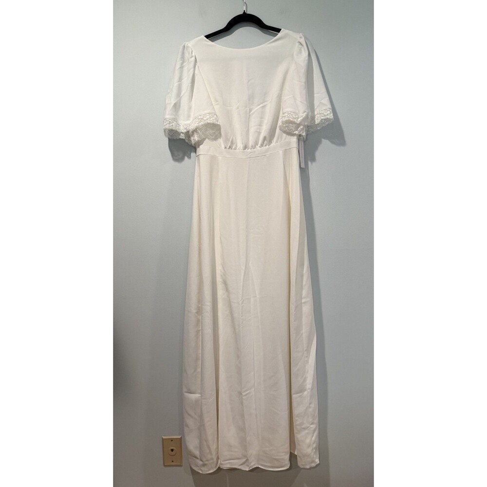 NEW Modcloth Maxi Dress Womens 8 White Lace You Down the Aisle Bridal Minimalist - Picture 2 of 6